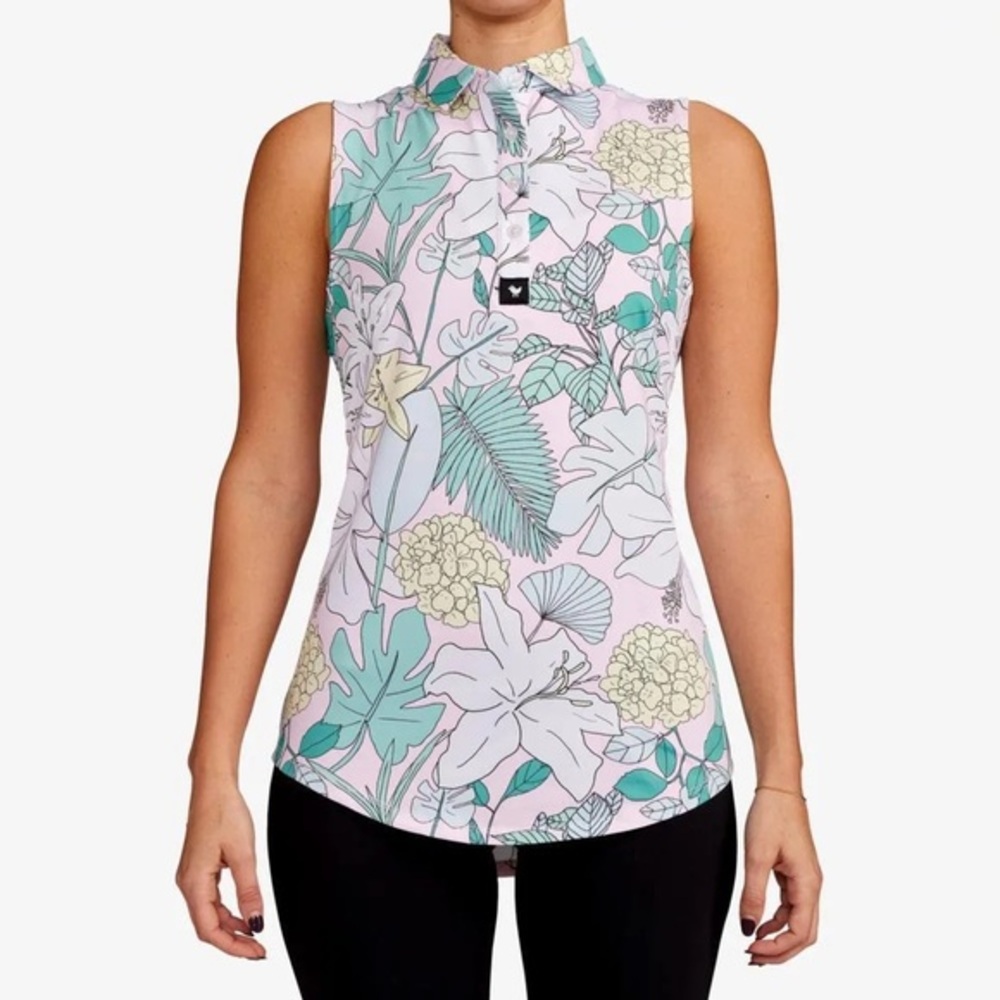Bad Birdie Floral Sleeveless Blouse - Pink and Green